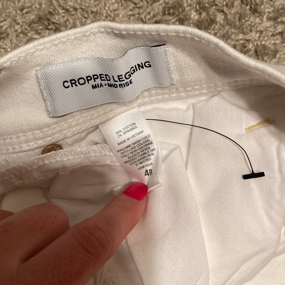 Express White Ripped Jeans Cropped Legging MidRise! Side 4R, NWT​ - Picture 3 of 4